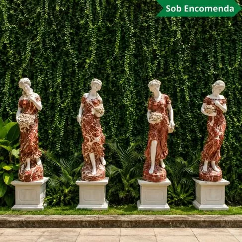 imagem de Escultura 4 Estações 160cm Mármore Color - EMP473 Peça Decorativa Elegante