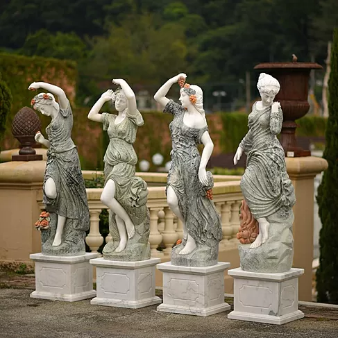imagem de Escultura 4 Estações do Ano Mármore Green 160cm - EMP492 Jardins de Luxo