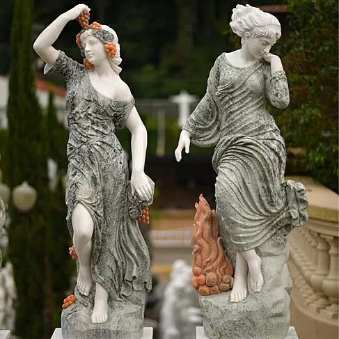imagem de Escultura 4 Estações do Ano Mármore Green 160cm - EMP492 Jardins de Luxo