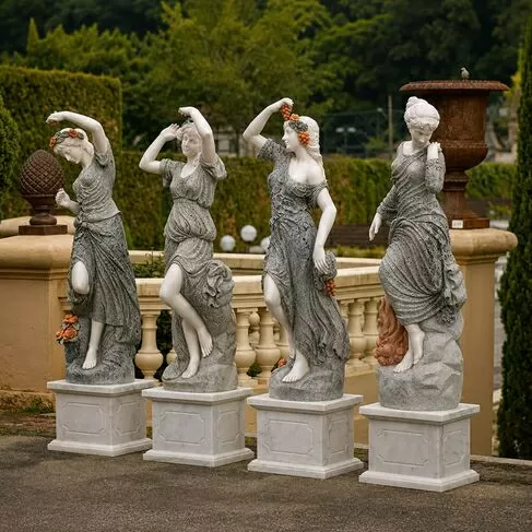 imagem de Escultura 4 Estações do Ano Mármore Green 160cm - EMP492 Jardins de Luxo