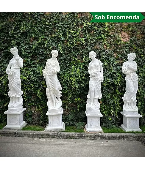 imagem de Escultura 4 Estações em Mármore Branco 200cm - EMP698 Destaque no Paisagismo