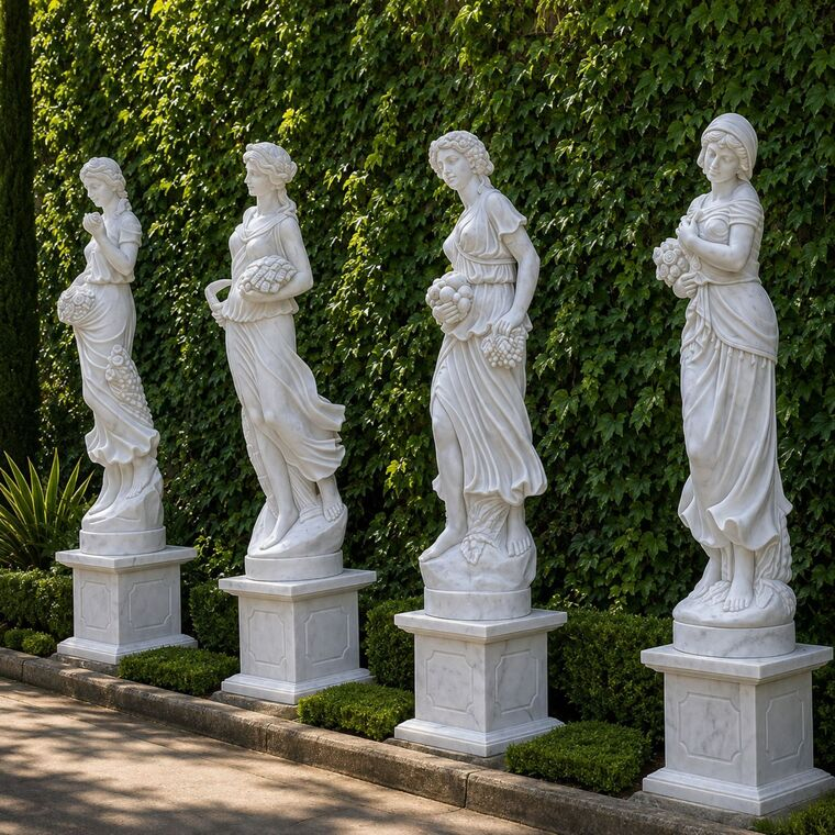 imagem do produto Escultura 4 Esta��es em M�rmore Branco 200cm - EMP698 Destaque no Paisagismo