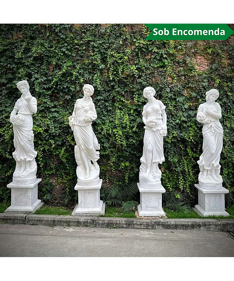 imagem do produto Escultura 4 Esta��es em M�rmore Branco 200cm - EMP698