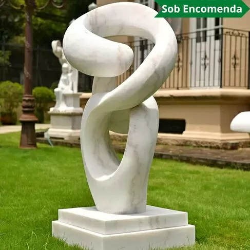 imagem de Escultura Abstrata em Mármore 150cm EMP768 Design Contemporâneo 