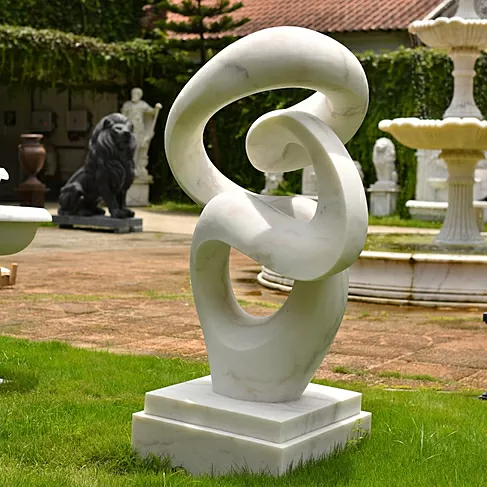 imagem de Escultura Abstrata em Mármore 150cm EMP768 Design Contemporâneo para Projetos Sofisticado