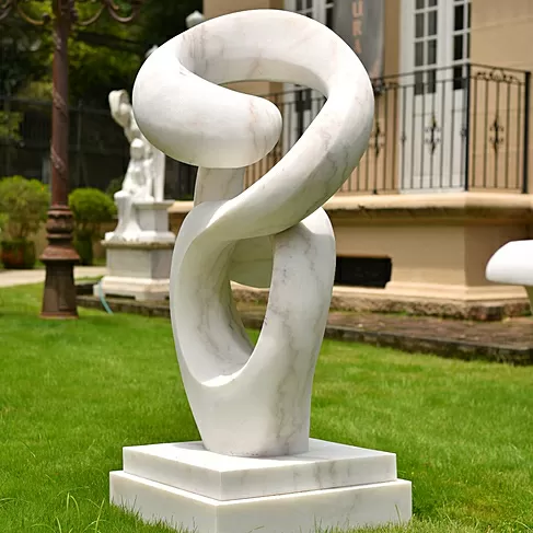 imagem de Escultura Abstrata em Mármore 150cm EMP768 Design Contemporâneo para Projetos Sofisticado