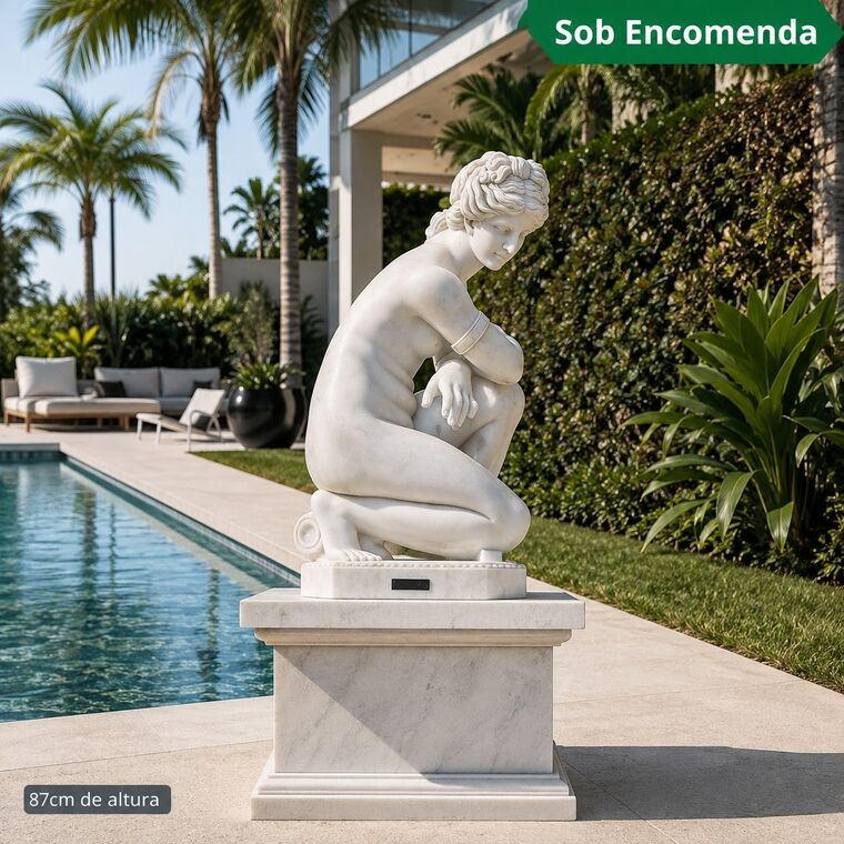 imagem do produto Escultura Afrodite Agachada em M�rmore 87cm - EMP447 Eleg�ncia e Design Cl�ssico