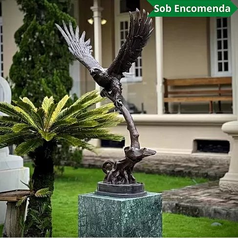imagem de Escultura Águia de Bronze 120cm - EBZ397 Peça Imponente