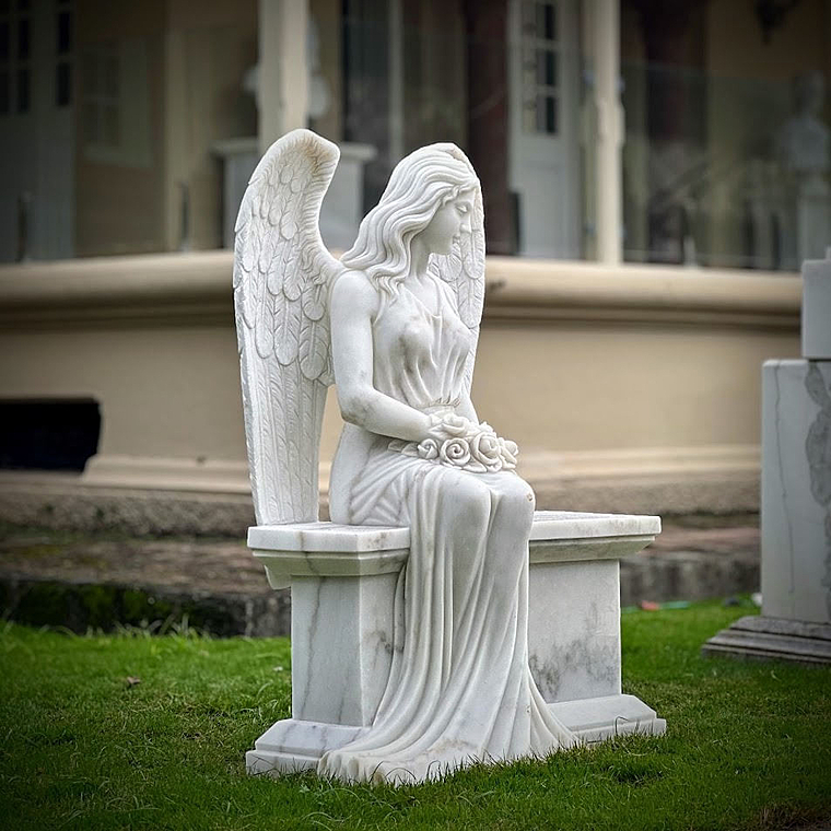 imagem do produto Escultura Anjo Sereno M�rmore Branco 110cm - EMP747 Delicadeza Escult�rica 