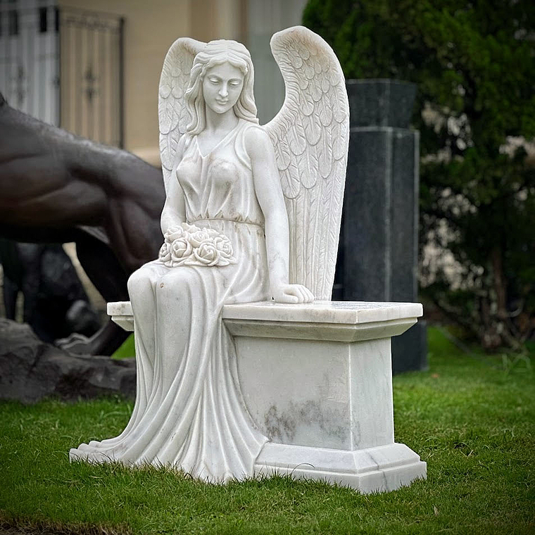 imagem do produto Escultura Anjo Sereno M�rmore Branco 110cm - EMP747 Eleg�ncia e Sofistica��o