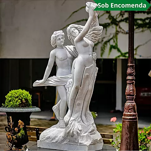 imagem de Escultura Apolo e Dafne em Mármore 150cm - EMP554 Beleza e Mitologia Clássica