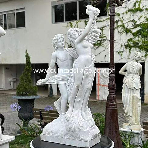 imagem de Escultura Apolo e Dafne em Mármore 150cm - EMP554 Beleza e Mitologia Clássica