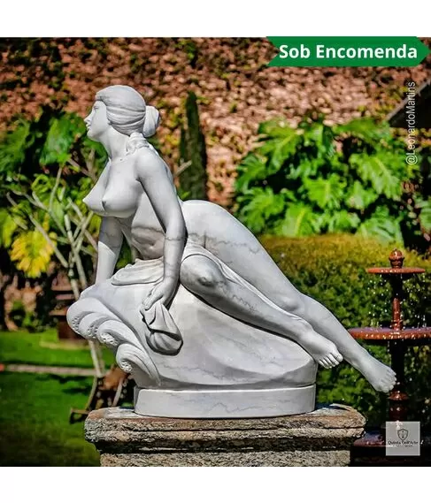 imagem de Escultura Ariadna Abandonada em Mármore Branco 110cm - EMP696