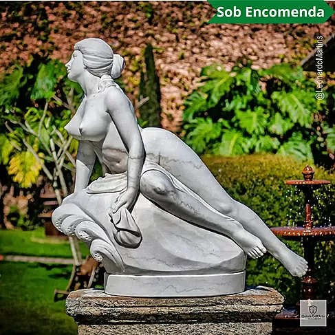 imagem de Escultura Ariadna Abandonada em Mármore Branco 110cm - EMP696