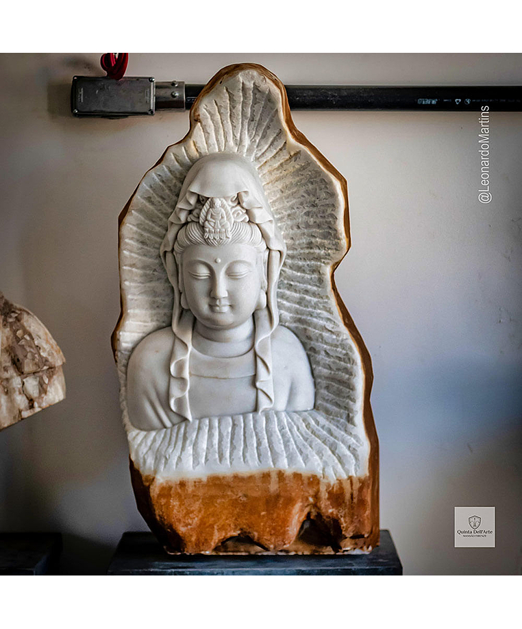 imagem do produto Escultura Buda Serenidade M�rmore Branco 80cm - EMP715 Arte Decorativa Sofisticada