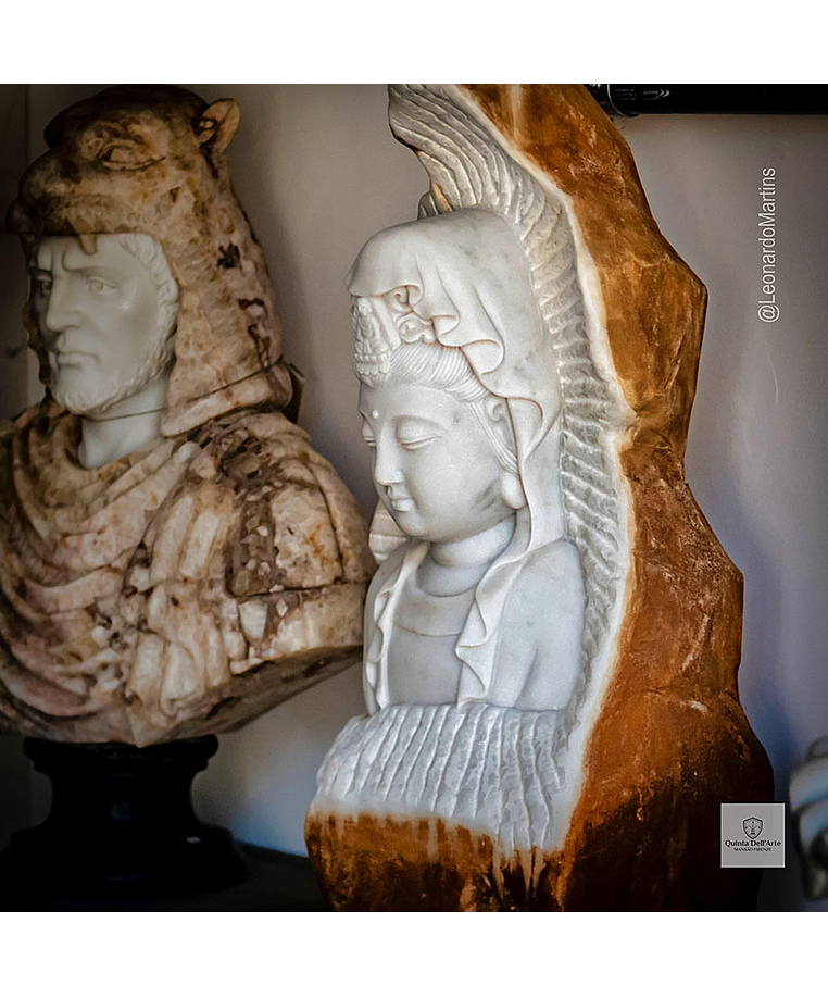 imagem do produto Escultura Buda Serenidade M�rmore Branco 80cm - EMP715 Arte Decorativa Sofisticada