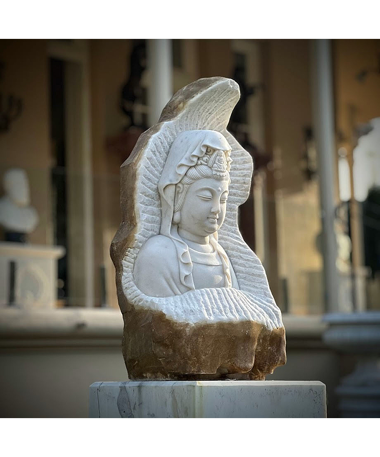 imagem do produto Escultura Buda Serenidade M�rmore Branco 80cm - EMP715