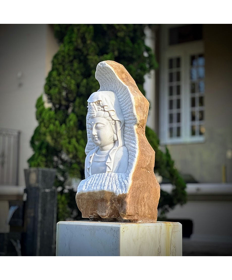 imagem do produto Escultura Buda Serenidade M�rmore Branco 80cm - EMP715