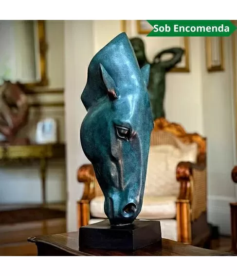 imagem de Escultura Cabeça de Cavalo em Bronze 80cm - VRBZ348