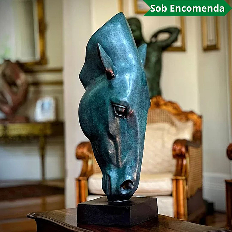 imagem do produto Escultura Cabe�a de Cavalo em Bronze 80cm VRBZ348 Express�o e Eleg�ncia