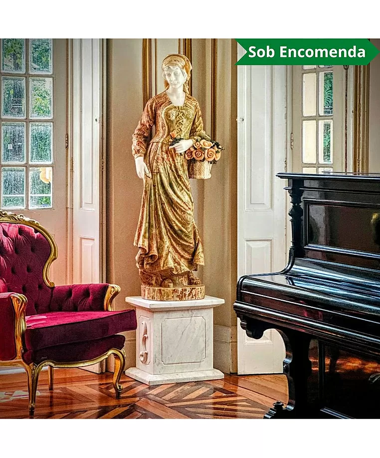 imagem de Escultura Camponesa em  Pedra Jade 153cm - EMP623 Elegância e Destaque no Paisagismo