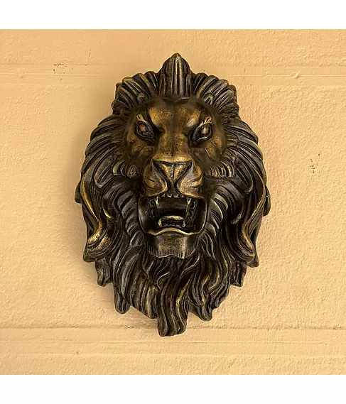 imagem de Escultura Cara de Leão  34cm - EBZ605