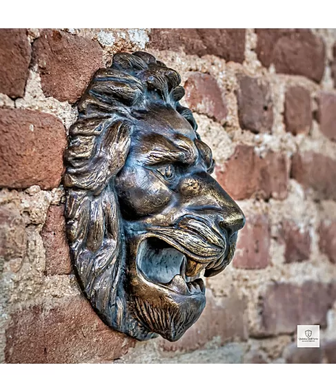 imagem de Escultura Cara de Leão em Bronze 30cm VRBZ316 Elegância e Expressão