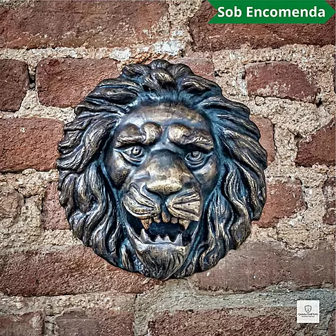 imagem de Escultura Cara de Leão em Bronze 30cm VRBZ316 Elegância e Expressão