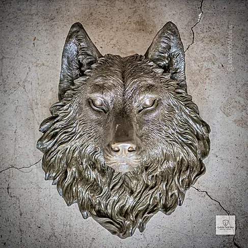 imagem de Escultura Cara de Lobo em Bronze 40cm - VRBZ351 Obra Expressiva