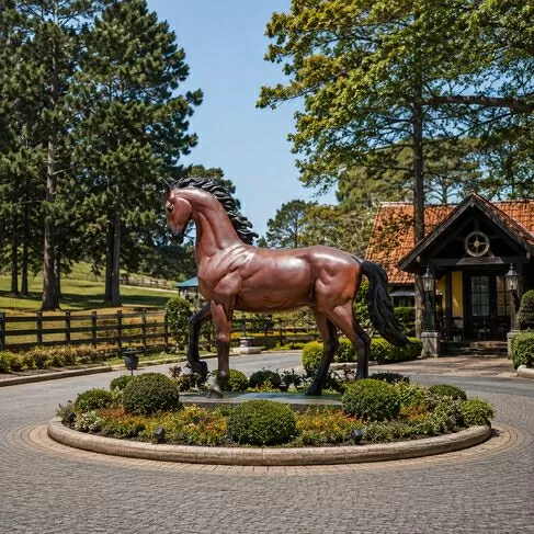 imagem de Escultura Cavalo em Bronze 198cm - EBZ603 Destaque para Haras e Ambientes Rústicos
