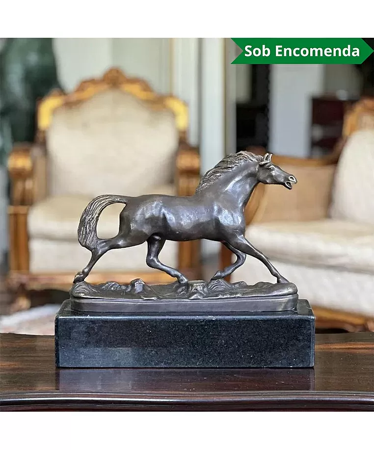 imagem do produto Escultura Cavalo Puro Sangue �rabe em Bronze 40cm VRBZ333 Eleg�ncia e Nobreza