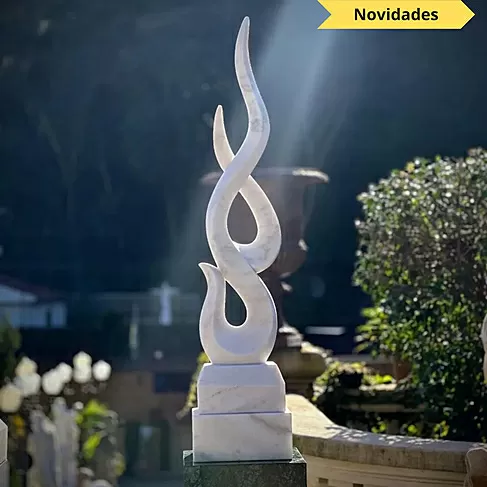 imagem de Escultura Chama Esculpida Branco 150cm - EMP740 Design Contemporâneo Decorativo