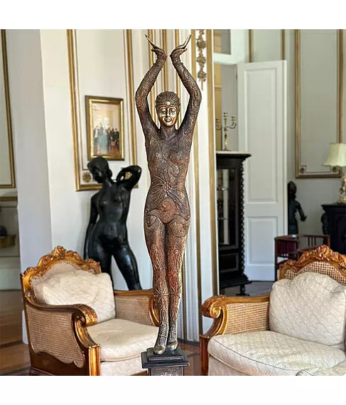 imagem de Escultura Chiparus em Bronze 143cm EBZ595 Sofisticação Atemporal