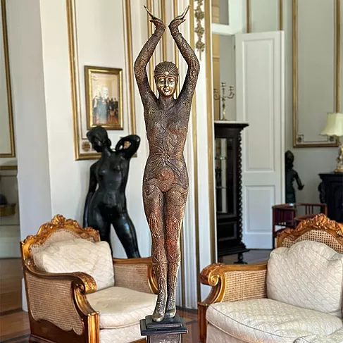 imagem de Escultura Chiparus em Bronze 143cm EBZ595 Sofisticação Atemporal
