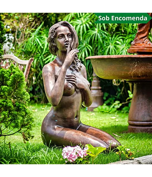 imagem de Escultura de Bronze a Voz do Silêncio 106cm - EBZ573 Elegância Artística