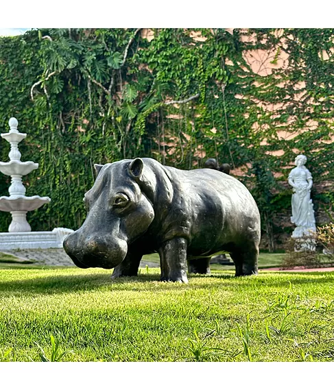 imagem de Escultura de Bronze Hipopótamo 45X110 - EBZ560