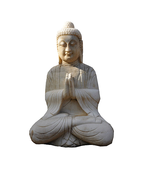 imagem de Escultura de Buda Sentado em Mrmore Branco 60cm - EMP132