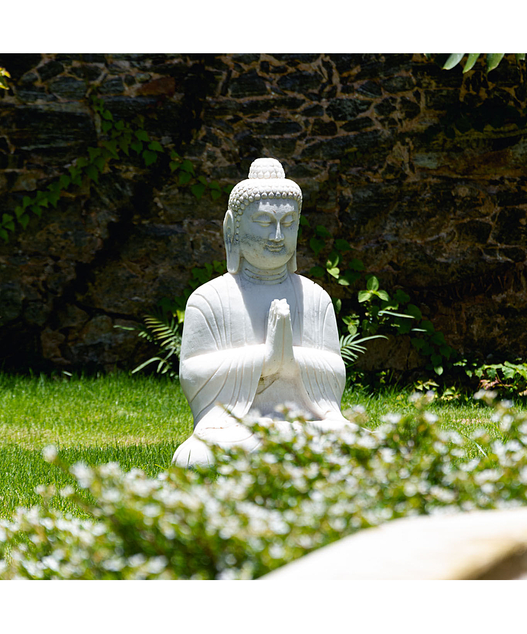 imagem do produto Escultura de Buda Sentado em M�rmore Branco 60cm - EMP132 Estilo Cl�ssico e Serenidade