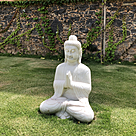 imagem do produto Escultura de Buda Sentado em M�rmore Branco 60cm - EMP132 Estilo Cl�ssico e Serenidade
