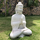 imagem do produto Escultura de Buda Sentado em M�rmore Branco 60cm - EMP132 Estilo Cl�ssico e Serenidade