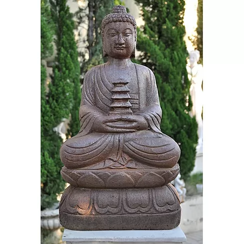 imagem de Escultura de Buda Templo em Ferro Fundido 60cm - EF237 Paz e Harmonia Oriental