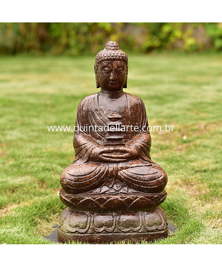 imagem do produto Escultura de Buda Templo em Ferro Fundido 60cm - EF237 Paz e Harmonia Oriental