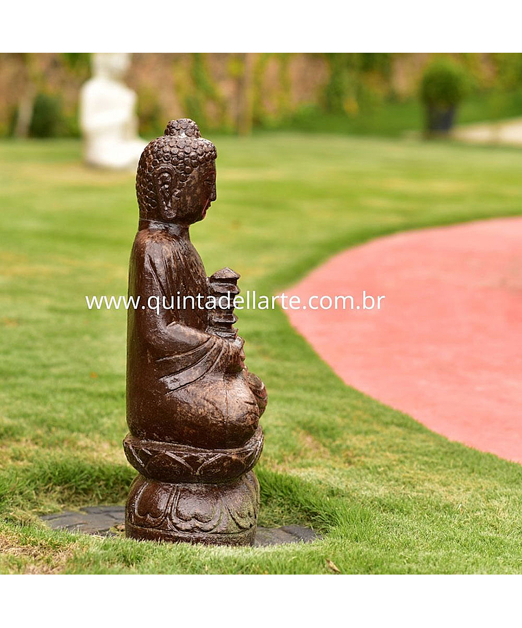 imagem do produto Escultura de Buda Templo em Ferro Fundido 60cm - EF237 Paz e Harmonia Oriental