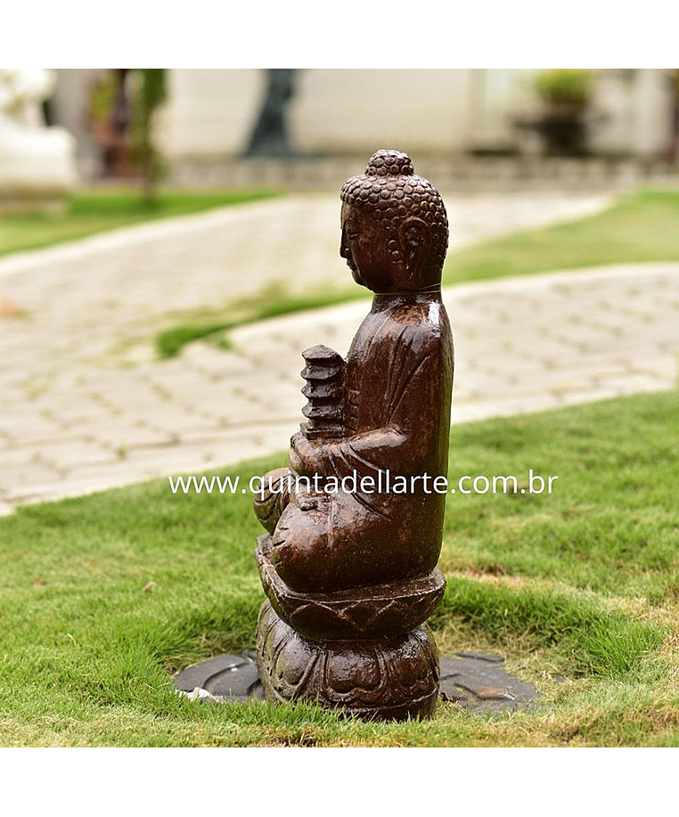 imagem do produto Escultura de Buda Templo em Ferro Fundido 60cm - EF237 Paz e Harmonia Oriental