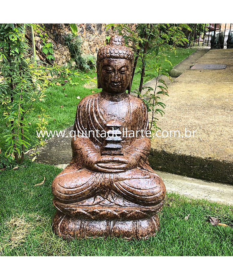 imagem do produto Escultura de Buda Templo em Ferro Fundido 60cm - EF237 Paz e Harmonia Oriental