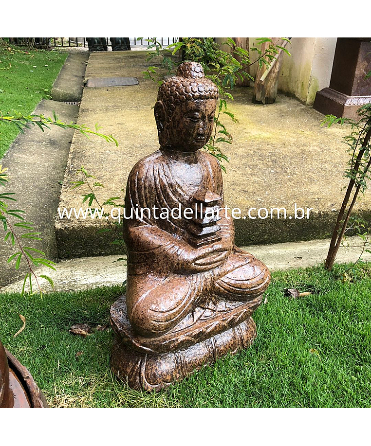 imagem do produto Escultura de Buda Templo em Ferro Fundido 60cm - EF237 Paz e Harmonia Oriental