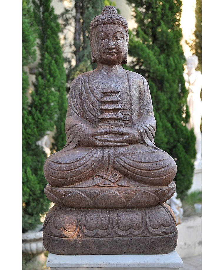 imagem do produto Escultura de Buda Templo em Ferro Fundido 60cm - EF237 Paz e Harmonia Oriental