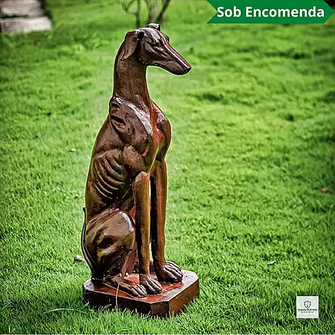 imagem de Escultura de Cachorro Galgo 82cm VRF150 Elegância e Movimento