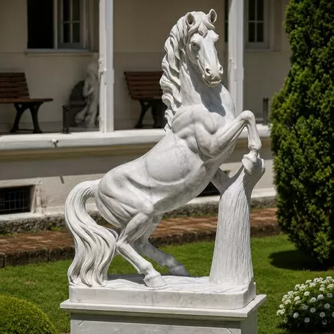 imagem de Escultura de Cavalo Rampante em Mármore 235cm - EMP578 Destaque para Haras