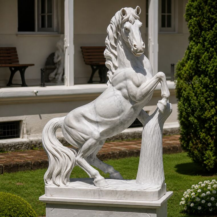 imagem do produto Escultura de Cavalo Rampante em M�rmore 235cm - EMP578 Destaque para Haras